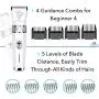 FUNFLOWERS Dog Hair Clippers Rechargeable Quiet Design, 5 Adjustable Blade + 4 Guide Combs, High Power Cordless Pet Hair Grooming Kit, for Dogs Cats with Thick & Heavy Coats