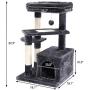 SUPERJARE Cat Tree with Extra Scratching Board & Posts, Kitten Tower Center with Plush Perch and Dangling Ball, Pet Play Condo Furniture
