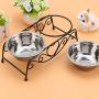Maxmartt Pet Feeder,Stainless Steel Double Dog Cat Food Water Bowls Feeder Dishes Shelf Stand