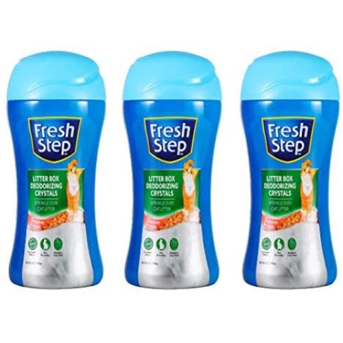 Fresh Step Cat Litter Crystals in Summer Breeze | Cat Litter Box Deodorizer, 15 Ounces - 3 Pack, Deodorizing