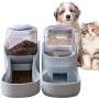 Pets Feeder Set Dog Feeder Cats Feeder with Water Dispenser Automatic Gravity Big Capacity Pets Feeder Auto for Small Medium Big Cats Dogs (Gray)