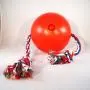SPOT Tuggo Ball with Rope | Weighted Water-Filled Ball with Tug Rope Dog Toy | Red and Blue | for Small Medium & Large Pets (Medium (7 inch), Red)