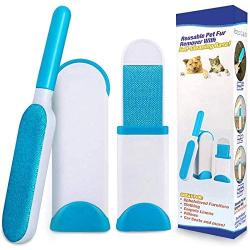 Sinley Pet Hair Remover Brush with Self-Cleaning Base Double-Sided Pet Hair Remover Brush Dog Cat Hair Remover for Furniture,Clothing, Car Seat, Carpet, Couch 2 in 1 Animal Hair Removal Tool