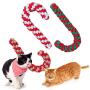 ASZX 1pcs Christmas Cotton Crutch Dog Rope Toys,Candy Cane Rope Toy Puppy Dog Chew Toys Interactive Cotton Rope Toys,Pet Training Toy for Pet Teeth Cleaning,Color Random