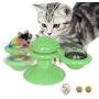 Windmill Cat Toys, Spinning Cat Toy with 2Catnip Glow Ball and 1Led Ball,Catnip Toy with Scratch Hair Brush Grooming Tool for Cat(Blue) (Green)