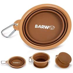 BARWO Collapsible Dog Bowl with Non-Skid Suction Cup Base –100% Pure Silicone- Dishwasher Safe Portable Dog Bowl for Travel, Hiking & Camping 350mL 1 Piece