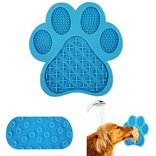 Lick Mat for Dogs | Slow Feeder | Dog Lick Mat for Anxiety | Dog Lick Pad for Treats & Grooming | Use in Shower and Bath with Super Suction Cup Holds on Wall and Floor | Great for Pet Training
