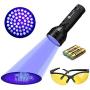 TaoTronics TT-FL002 Black Light, 51 LEDs Uv Blacklight Flashlights Detector for Dry Pets Urine & Stains & Bed Bug with Free Uv Sunglasses & 3 Free AA Batteries, Purple