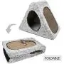 Cat Scratcher Cardboard House Condo, Removable Cat Scratcher Pads with Mouse Toy & Catnip, Reversible Panel Vertical Foldable Cat Scratching Lounger, Recycle Corrugated Cat Scratch Couch Bed