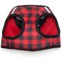 The Worthy Dog Printed Harness Buffalo Plaid Red and Black Plaid Pattern Harness with Padded Mesh Velcro Adjustable, Outdoor, Easy Walk Vest for Small Medium Large Dogs, Red/Black Color