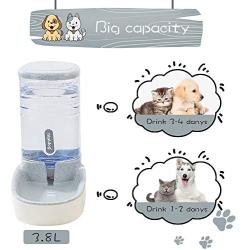 Lucky-M Pets Automatic Feeder and Waterer Set,Dogs Cats Food Feeder and Water Dispenser 3.8L,2 in 1 Cat Food Water Dispensers for Small Medium Big Pets