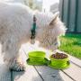 ALL FOR PAWS Collapsible Dog Bowl Silicone Double Dinner Dog Bowl Portable Pet Feeding Watering Dish for Walking Parking Traveling, Green