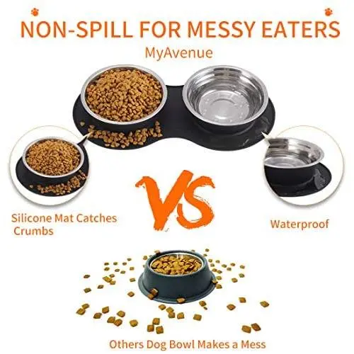 MyAvenueDog Food Bowls & Cat Bowls Non Skid, Stainless Steel Dog Bowls Medium Sized Dogs with