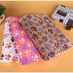 Medium and Small Dog and cat Blankets Cute Floral Pet Sleep Warm, Fleece Soft  Beds Mat (Beige, Medium)