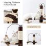 Famgizmo Cat Tree with Sisal Scratching Posts, 110cm Cat Climbing Tower with Cat Cave, Multi-Level Cat Kitten Activity Centre with Dangling Toy, Cat Condo, Cat Furniture, Fish Pattern, Brown/Beige
