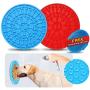 JinFu Cun Dog Lick Mats, 2 Pack [Blue and Red] Slow Feeding Bite Proof Silicone Peanut Butter Treat Pads and Gift Grooming Brush – Pet Distraction & Training Device for Dog Bath