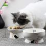 kathson Raised Cat Food Water Bowl Set Pet Ceramic Feeder Bowls Protect Cats Spine Stress Free, Backflow Prevention,Dishwasher