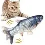 11'' Electric Moving Fish Cat Toy Realistic Flopping Catnip Kicker Toy Plush Simulation Wagging Fish Wiggle Interactive Cat Toy Pets Chew Bite Supplies with Motion Sensor, USB Charged, Catnip Pouches