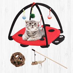 IYOBCXIHO Cat Play Mat, Cat Activity Center with Interactive Toys, Bell Ball, Mice Toy for Cats , Kitten, Kitty, Cat Toys with Mint Ball Cleaning Teeth, Natural Sisal Wand Teasers and Exerciser.