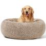HACHIKITTY Dog Beds Calming Donut Bed, Puppy Dog Bed Large Dogs, Faux Fur Dog Bed Joint Relief