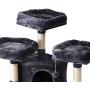 IBUYKE 63'' Cat Tree Tower for Large Cats Play Furniture Cat Condo with Sisal Scratching Posts&Board, Cat Hammock Basket, Dangling Balls, Smoke Gray, Light Gray, Beige UCT021