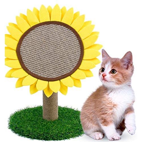 pawstrip Cat Scratching Post Sunflower, Natural Sisal Kitty Claw Scratching Post - 18'' x 15'' Cute Interactive Round Scratcher Board Activity Pad Toys for Kitten & Cat