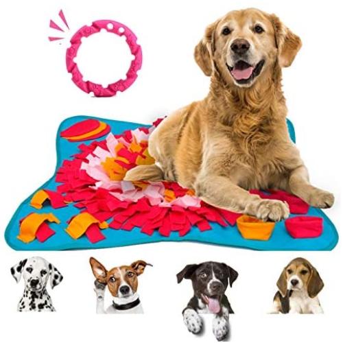 SITADI. Snuffle Mat for Dogs Feeding Mats(28''x 28'') Foraging Puzzle Toys for Large and Small Puppies Durable and Washable with Dog Chew Ring Licking Mat