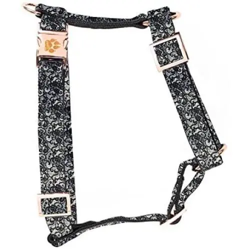 PAWZ PLAY Luxury Lace Print Black & White Dog Harness PAWZ PLAY Luxury Lace Print Black & White Dog Harness