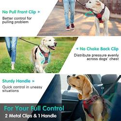 Eagloo Dog Harness No Pull, Walking Pet Harness with 2 Metal Rings and Handle Adjustable Reflective Breathable Oxford Soft Vest Easy Control Front Clip for Small Medium Large Dogs