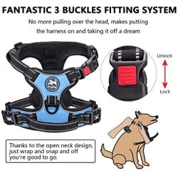 PoyPet No Pull Dog Harness, [Upgraded Version] No Choke Front Lead Dog Reflective Harness, Adjustable Soft Padded Pet Vest with Easy Control Handle for Small to Large Dogs