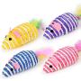 Sarahair Pet Cat Chew Interactive Mouse Cartoon Toy, Cat Kitten Teaser Play Catch Colorful Sisal Mice Toy Pet Cat Kitten Scratch Feather Dolls Toy Pet Cat Kitten Training Toy Gift Supplies 2pc Random