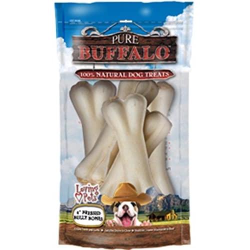 Loving Pets Pure Buffalo 4-Inch Pressed Bully Bone Dog Treat, 5-Pack