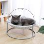 Made4Pets Cat Bed Soft Plush Cat Hammock Detachable Pet Bed with Dangling Ball for Cats, Small Dogs-Grey and Beige