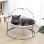 Made4Pets Cat Bed Soft Plush Cat Hammock Detachable Pet Bed with Dangling Ball for Cats, Small Dogs-Grey and Beige