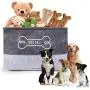 DOZCA Felt Dog Toy Box, Dog Basket with Bone Shaped Metal Handle, Dog Food Storage Bin for Organizing Toys, Leashes, Bandanas and Blankets DOZCA Felt Dog Toy Box, Dog Basket with Bone Shaped Metal Handle, Dog Food Storage Bin for Organizing Toys, Leashes, Bandanas and Blankets