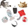 ocijf179 Cats Toy 6Pcs Plush Mouse Fish Ball Funny Pet Cats Teaser Interactive Mint Catnip Toy - Grey+Black White+Red