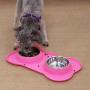 Super Design Stainless Steel Water Food Bowls in Non-Skid & No Spill Silicone Mat,for Small Dogs or Cats, Small, Pink