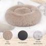 EDUJIN Fluffy Donut Cuddler Pet Bed, Cat and Dog Calming Indoor Cushion Bed with Non-Slip Bottom for Improved Sleep, Machine Washable Long Plush Soft Round Sofa Bed - 20/24 Inch for Puppy and Kitties