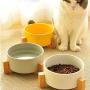 Wyxy Portable Pet Bowls Pet Cat Bowl Small Dog Cutlery Cat Rice Bowl Ceramic Cat Bowl Solid Wood Frame Strong Easy to Clean pet Supplies