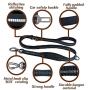 Dog Seat Belt for Car- 3-in-1 Multifunctional Pet Safety Belt Reflective Bungee Dog Car Harness with Elastic Shock Absorption Swivel Aluminum Carabiner，360° Rotating Metal Hook Clip Adjustable