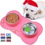 Sequoialake Dog Bowls with Anti-Overflow and Anti-Skid Silicone Dog Food Mat, Stainless Steel Feeder Easy to Clean for Small Medium Large Dogs Cats Pets