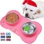 Sequoialake Dog Bowls with Anti-Overflow and Anti-Skid Silicone Dog Food Mat, Stainless Steel Feeder Easy to Clean for Small Medium Large Dogs Cats Pets Sequoialake Dog Bowls with Anti-Overflow and Anti-Skid Silicone Dog Food Mat, Stainless Steel Feeder Easy to Clean for Small Medium Large Dogs Cats Pets