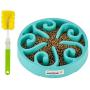SlowTon Pet Slow Feeder Bowl, Non Toxic Bloat Stop Interactive Dog Feed Water Bowl Fun Puzzle Dish with Non Skid Base Prevent Choking Indigestion Vomiting with Bonus Clean Brush