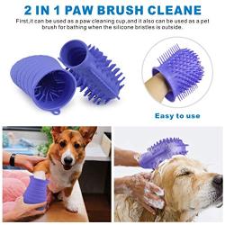 Idepet Dog Paw Cleaner Cup with Towel Pet Foot Washer Protable Dog Cleaning Brush for Puppy Cats Massage Grooming Dirty Claw (Purple)