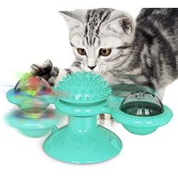 DOITPE Windmill Cat Toy Turntable Teasing Pet Toy Scratching Tickle Cats Hair Brush Funny