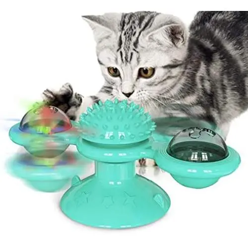 DOITPE Windmill Cat Toy Turntable Teasing Pet Toy Scratching Tickle Cats Hair Brush Funny DOITPE Windmill Cat Toy Turntable Teasing Pet Toy Scratching Tickle Cats Hair Brush Funny