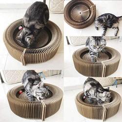raillery Cat Scratcher Lounge Bed - Collapsible Round Shape Scratching Board for Big cat (US Warehouse,Arrive in 5-8 Days)