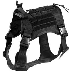 Feliscanis Tactical Dog Training Vest Harness Adjustable Service Dog Vest Black Szie XL
