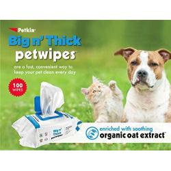 Petkin Petwipes – Big n Thick Extra Large Pet Wipes for Dogs and Cats – Cleans Face, Ears, Body and Eye Area – Super Convenient, Ideal for Home or Travel