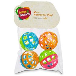 Leaps & Bounds Lattice Ball and Bell Cat Toys, Pack of 4 Balls, Mini, Multi-Color